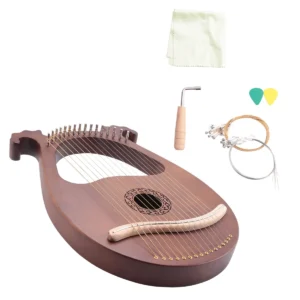 high grade lyre harp, 16 string mahogany body string instrument body instrument with tuning wrench and spare strings